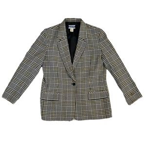 PENDLETON Women's Vintage 100% Wool Black & Yellow Check Blazer ~ Ladies Size 14